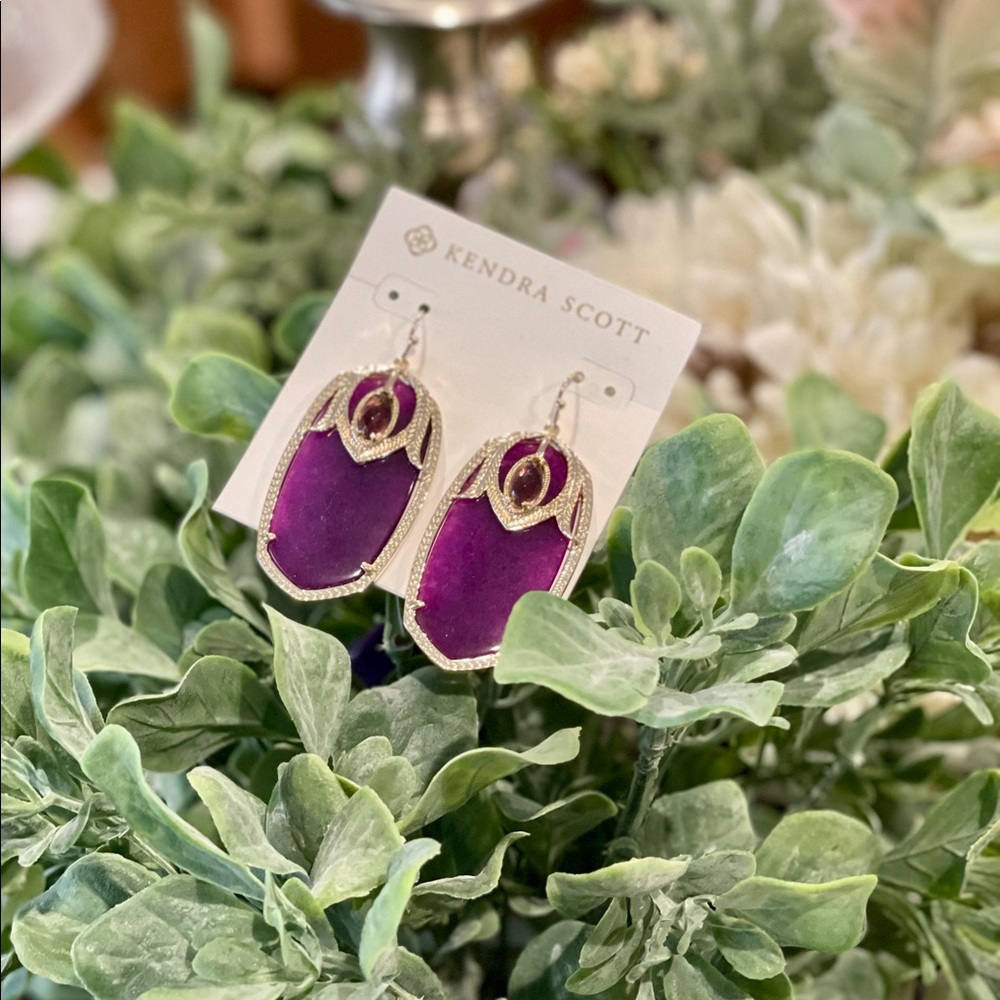 NIP Byzantine “Purple Jade” Custom Kendra Scott Gold Earrings